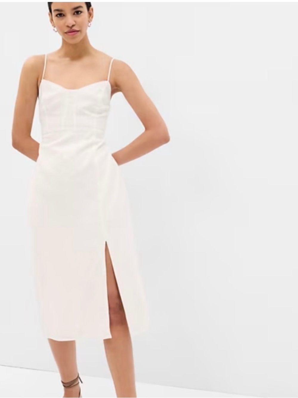 Like New GAP Linen Blend Corset Top Dress with Tie-back - Size Large
